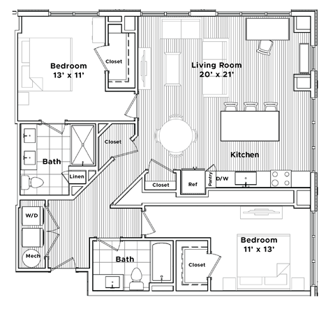 a floor plan of a small house at Madison West Elm, Conshohocken, PA